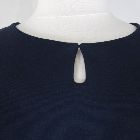 Talbots Plus Size Navy Blue White Lace Trim Short Sleeve Sheath Dress 16 - Picture 6 of 11